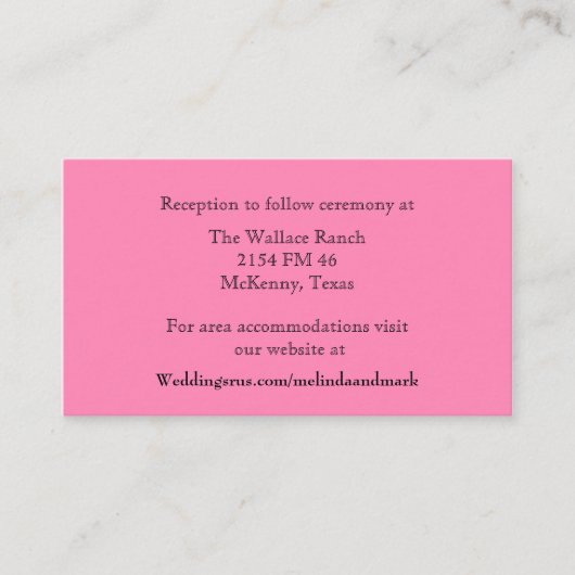 Pink Wedding Card Begleitkarte (Vorderseite)