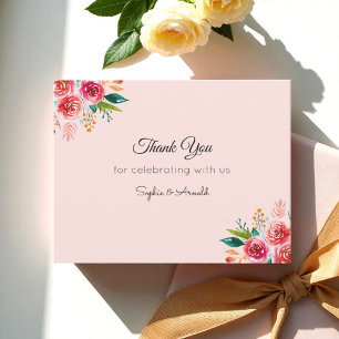 Pink Wedding Danke Blumenkarten Mitteilungskarte