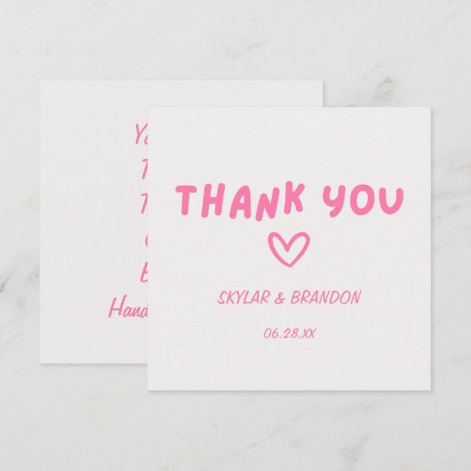 Pink Wedding Dankeschön Karte (Vorne/Hinten)