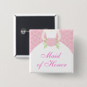 Pink Wedding Dress Brautparty Button (Vorne & Hinten)
