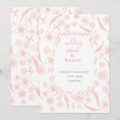 pink wedding einladung (Vorne/Hinten)