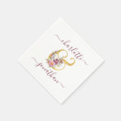 Pink Wedding Floral Gold Ampersand (&) mit Namen Serviette (Ecke)