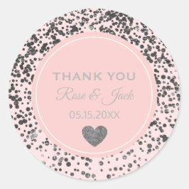Pink Wedding Imitate Silver Glitzer Confetti Dots Runder Aufkleber