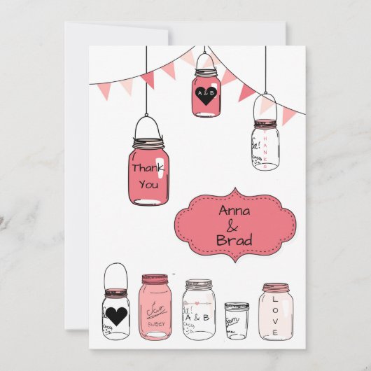 Pink Wedding Jars - Danke Einladung (Vorderseite)