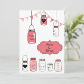 Pink Wedding Jars - Danke Einladung (Stehend Vorderseite)
