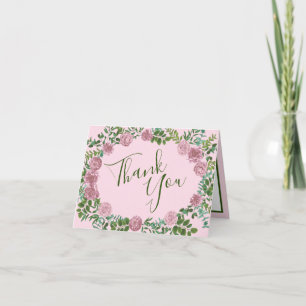Pink Wedding Pastel Vintage Light Floral Roses Dankeskarte