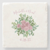 Pink Wedding Pastel Vintage Rose Steinuntersetzer (Vorderseite)