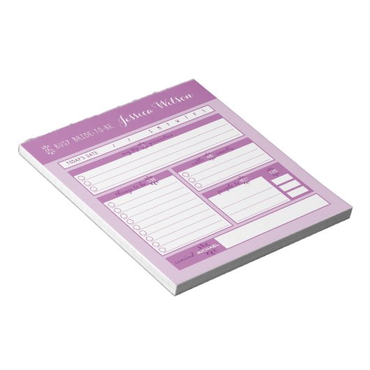Pink Wedding Planning Notepad Notizblock (angewinkelt)