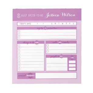 Pink Wedding Planning Notepad Notizblock