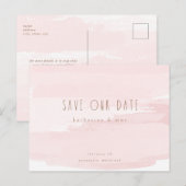 Pink Wedding Postcard Rette unser Datum Postkarte (Vorne/Hinten)