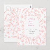 pink wedding postkarte (Vorne/Hinten)