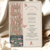 Pink Wedding Program Art Nouveau Dragonflies Einladung