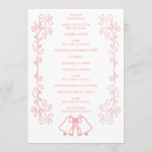 Pink Wedding Program Bells Scrollwork Design Programm (Rückseite)