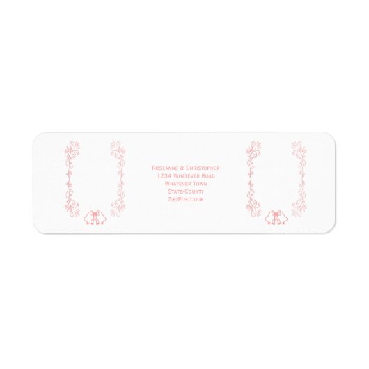 Pink Wedding Return Address Label Bells (Vorne)