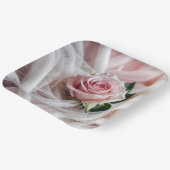 Pink Wedding Rose auf Tulle Pappteller (Gewinkelt)