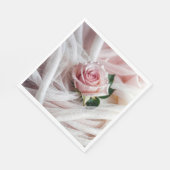 Pink Wedding Rose auf Tulle Serviette (Ecke)