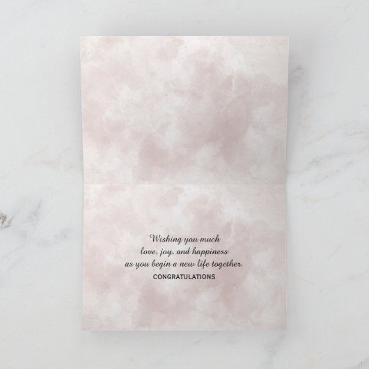 Pink Wedding Rose Herz Karte (Innenseite)