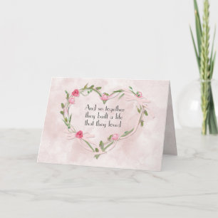 Pink Wedding Rose Herz Karte