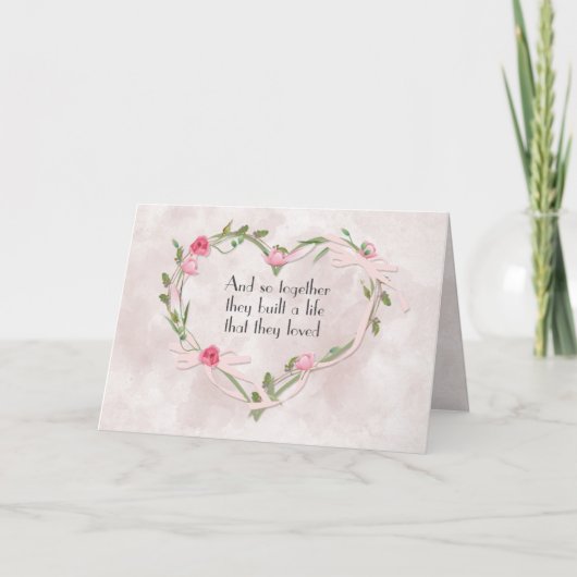 Pink Wedding Rose Herz Karte (Vorderseite)