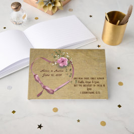 Pink Wedding Rose Scripture Verse Gästebuch