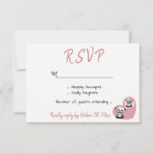 Pink Wedding RSVP Panda Teddy Bear Herz (Vorderseite)
