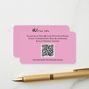 Pink Wedding RSVP QR Code Response Brautparty Begleitkarte