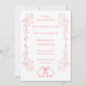 Pink Wedding Save the Date Bells Scrollwork (Vorderseite)