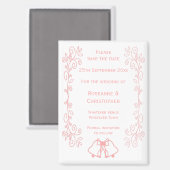Pink Wedding Save the Date Magnet Bells (Vorderseite/Rückseite)