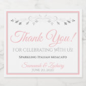 Pink Wedding Sparkling Wein Flasche Etikett Danke (Einzelnes Label)