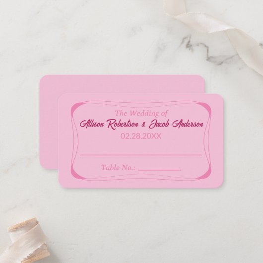 Pink Wedding Tischnummer Platzkarte (Vorderseite/Rückseite Beispiel)
