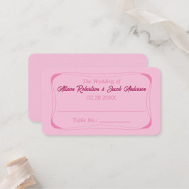 Pink Wedding Tischnummer Platzkarte