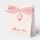 Pink Wedding Wappen Monogram Rose Gold Vielen Dank Geschenkschachtel (Vorderseite)