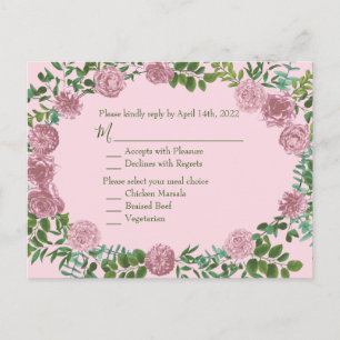 Pink Wedel Pastel Vintag Light Floral Rose Postkarte