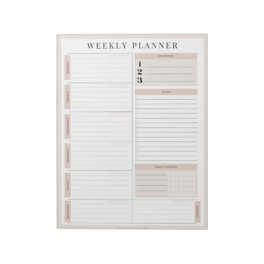 Pink Weekekly Planner Notepad Notizblock (Rotiert)