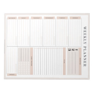 Pink Weekekly Planner Notepad Notizblock