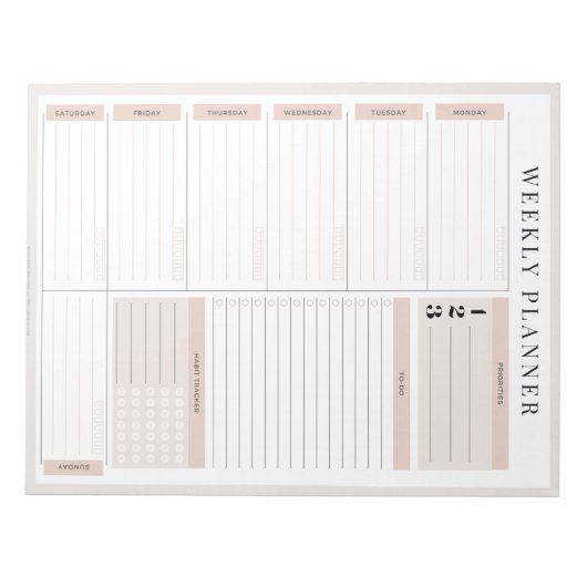 Pink Weekekly Planner Notepad Notizblock (Vorderseite)