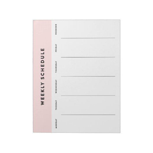 Pink Weekly Schedule Notizblock (Rotiert)