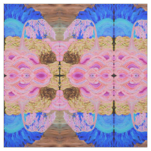 Pink Weeping Willow Tree Blue Sun Brown Waterfall Stoff