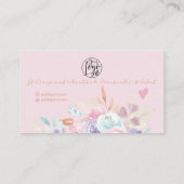 Pink Weich pastellfarbene florale Aquarellfarben V Visitenkarte (Rückseite)