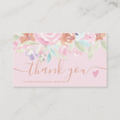 Pink Weich pastellfarbene florale Aquarellfarben V Visitenkarte (Vorderseite)