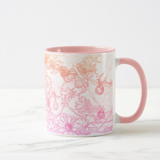 Pink-weiche Daisy-Muster Kaffeemaschine Tasse (Rechts)