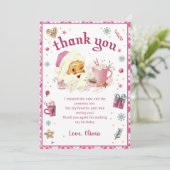 Pink Weihnachten Geburtstag Danke Karte (Stehend Vorderseite)