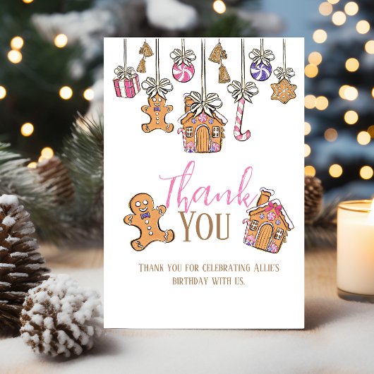 Pink Weihnachten Geburtstag Flat Dankeschön Karte