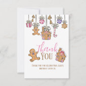 Pink Weihnachten Geburtstag Flat Dankeschön Karte (Vorderseite)