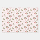 Pink Weihnachten Holly Candy Canes und Bows Geschenkpapier Set (Vorderseite 2)