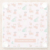 Pink Weihnachten Hunde Personalisiert Urlaub Glasuntersetzer (Rückseite)