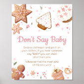Pink Weihnachten Kleiner Keks Sprich nicht Baby Poster (Vorne)