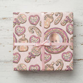 Pink Weihnachten Lebkuchen Foto Geschenkpapier