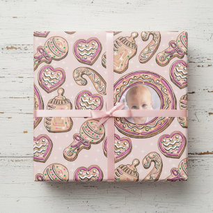 Pink Weihnachten Lebkuchen Foto Geschenkpapier