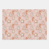 Pink Weihnachten Lebkuchen Kekse Schneeflocken Geschenkpapier Set (Vorderseite 2)